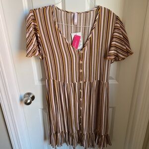 NWT Xhiliration Striped Flutter sleeve sundress